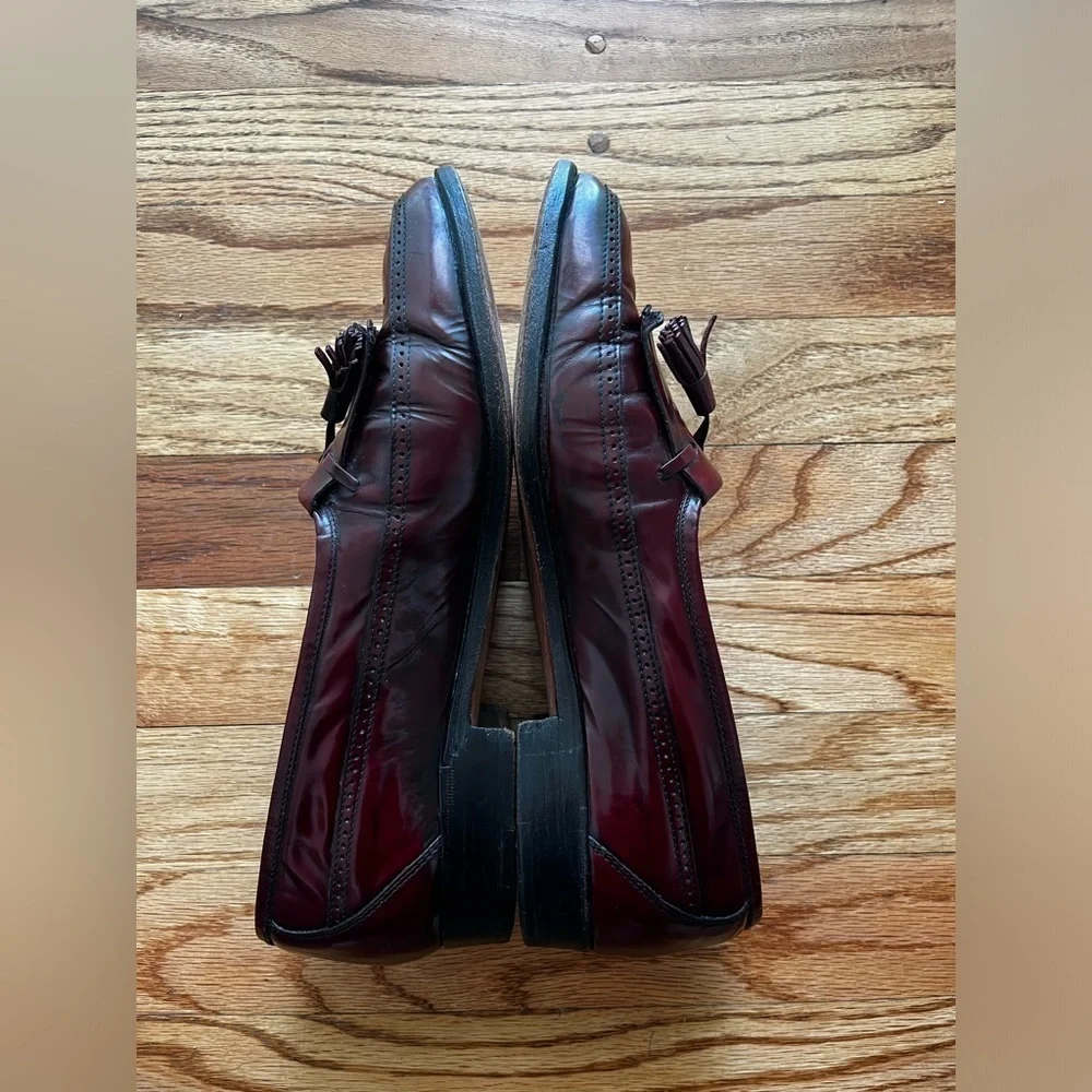 Bruno Magli Vernon Burgundy Bordeaux Tassel Loafer Italian Wingtip Shoes 9